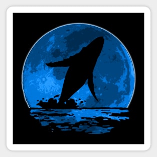 Blue Whale Moon Magnet